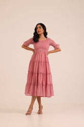 SALMON PINK SMOCKED MAXI
