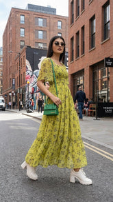 PEAR GREEN FLORAL MAXI