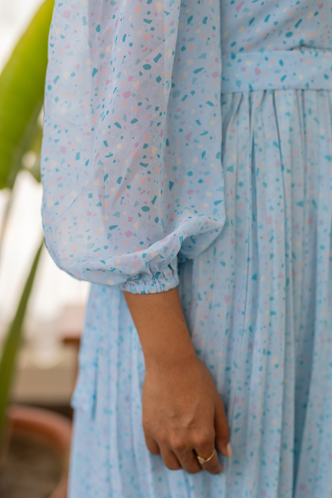 SKY BLUE PLEATED MAXI