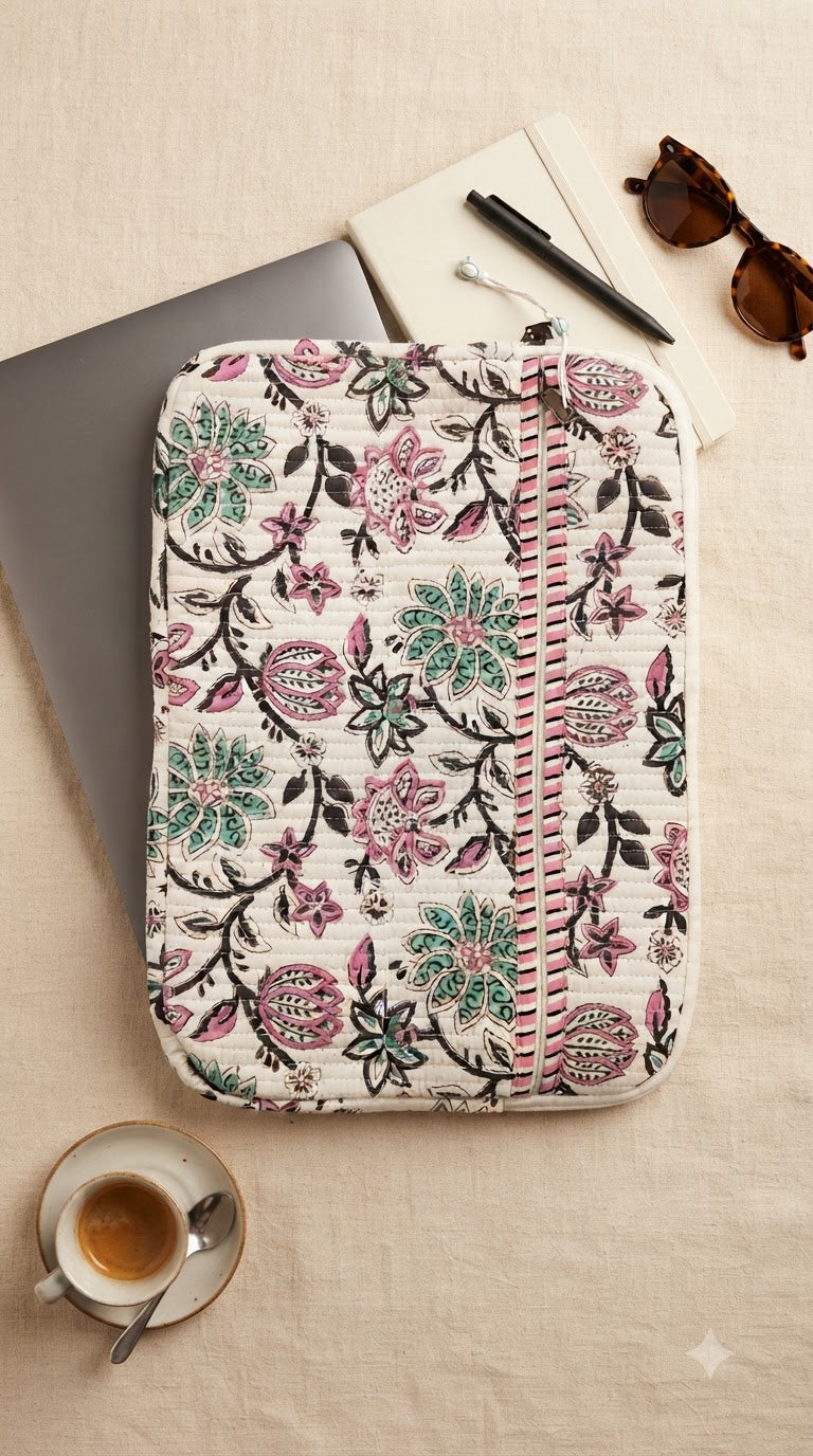 ROSEVINE FLORAL QUILTTED LAPTOP BAG