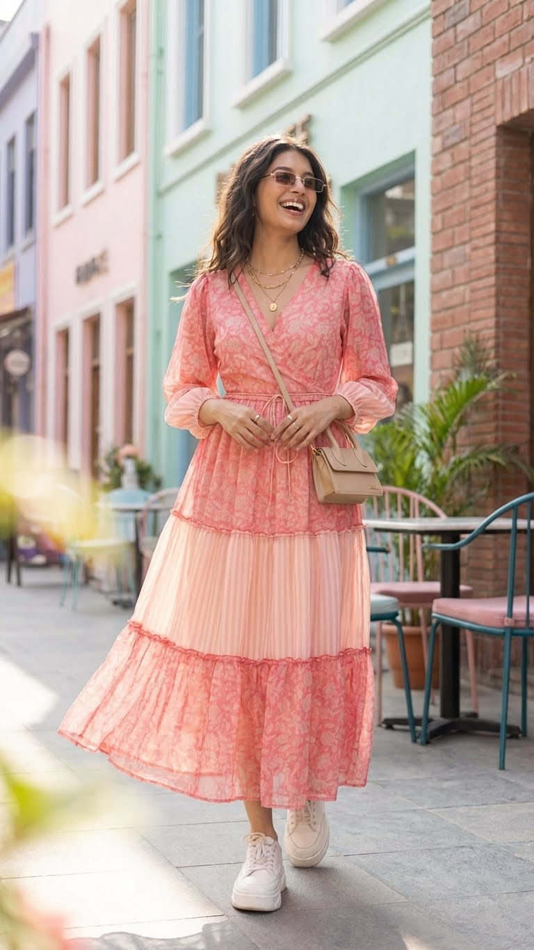 PINK PAISLEY & STRIPED MAXI
