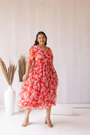 Tropical Maxi Dress featuring vibrant floral pattern by Polago Plus.