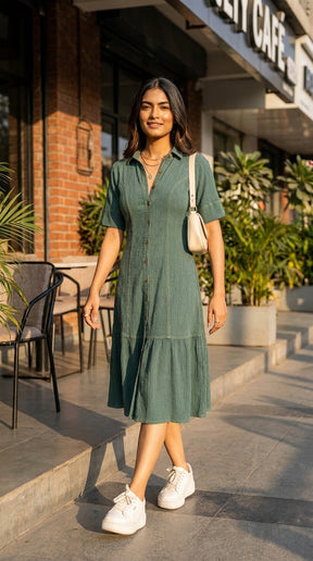EMERALD COTTON DENIM MAXI