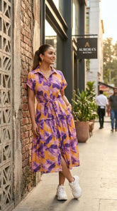 VIOLET BLOOM PRINTED SHIRT DRESS