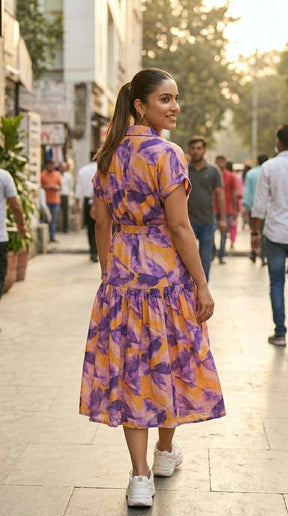 VIOLET BLOOM PRINTED SHIRT DRESS