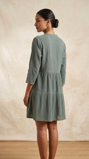 SAGE GREEN COTTON DENIM DRESS
