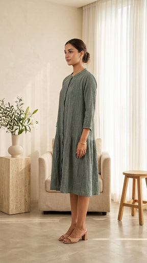 SAGE GREEN COTTON DENIM DRESS