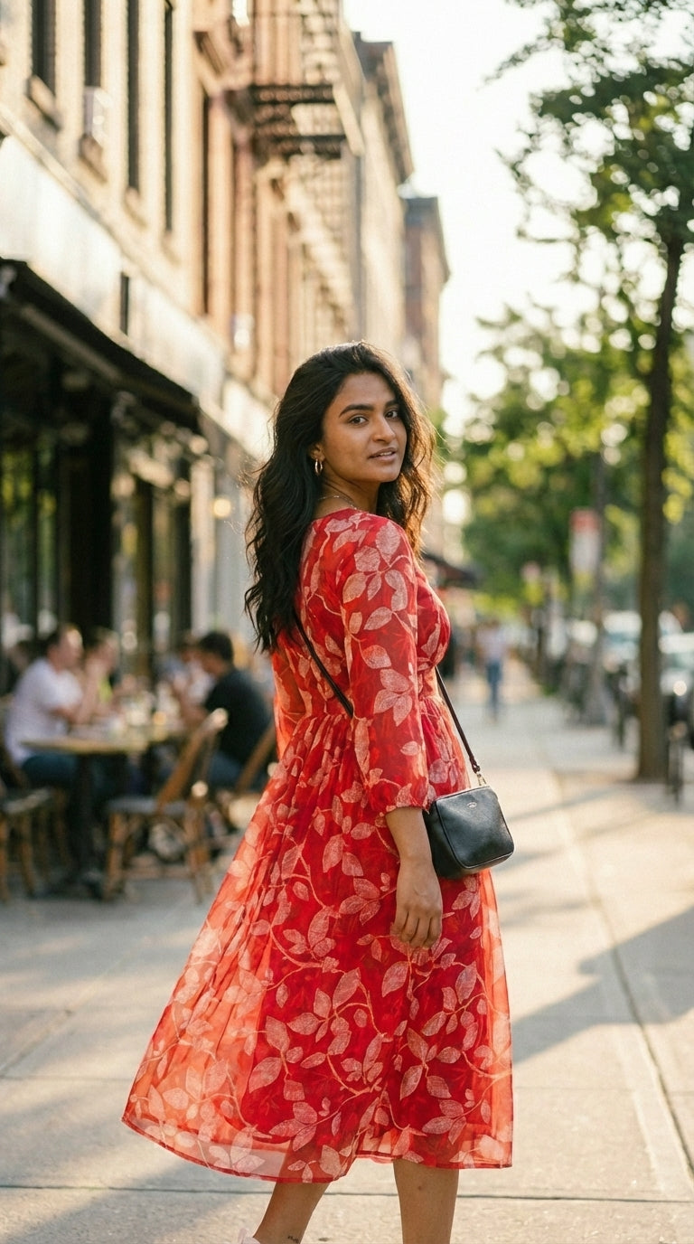 DARK RED CHIFFON MAXI