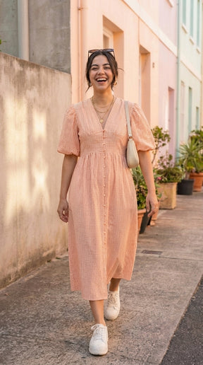 GINGHAM COTTON MAXI