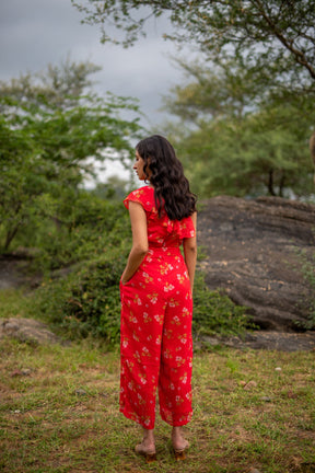 FLORAL ONE-SHOULDER JUMPSUIT