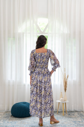 Elegant floral smocked co-ord set for stylish women.