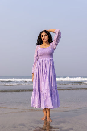 LILAC SMOCKED MAXI