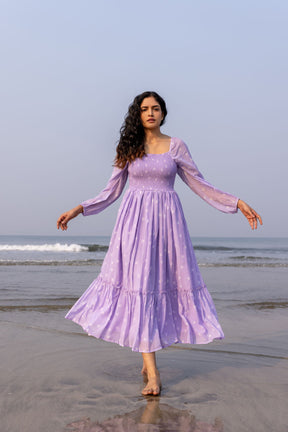 LILAC SMOCKED MAXI