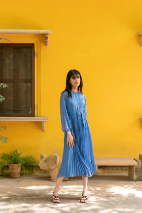 PIGEON BLUE PLEATED MAXI
