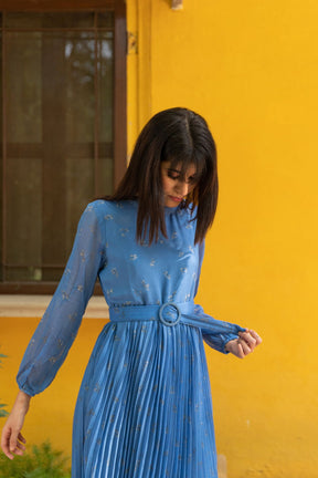 PIGEON BLUE PLEATED MAXI