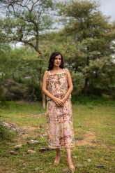 Floral strap chiffon co-ord set perfect for casual outings.